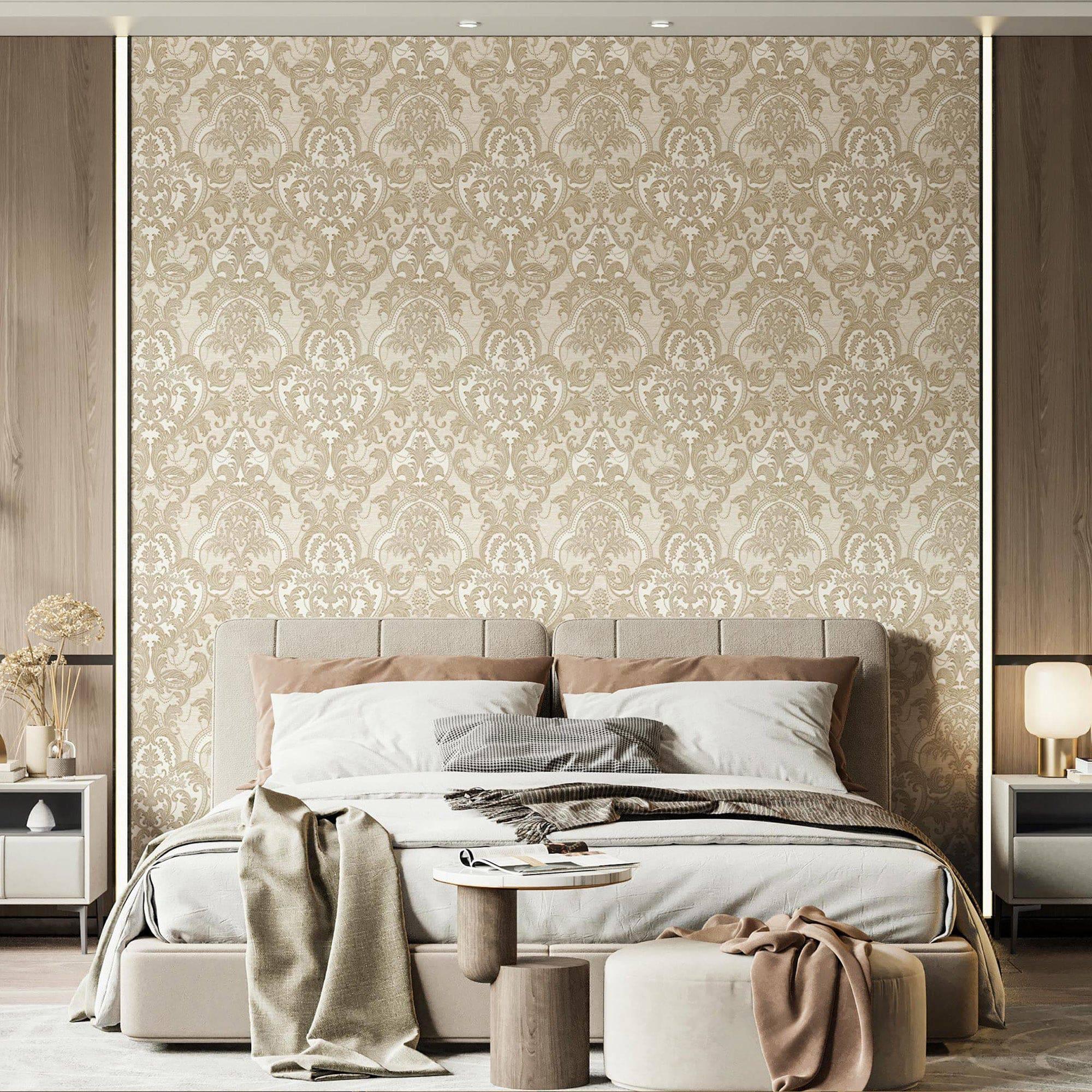 Textured damask wallcovering detail