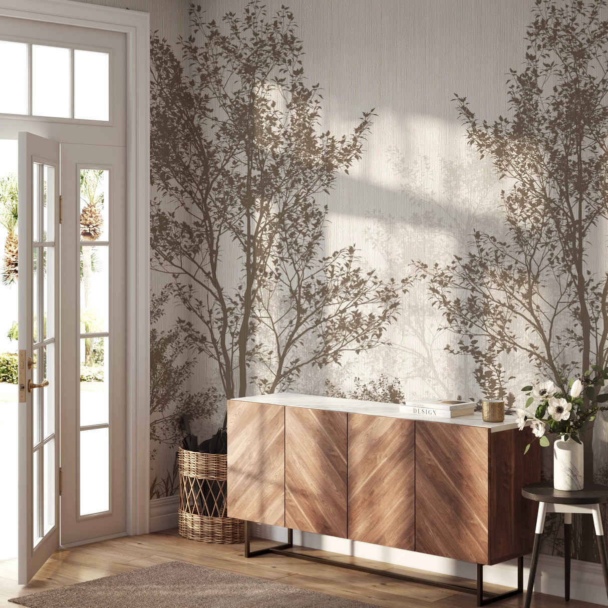 Elegant forest wallpaper mural